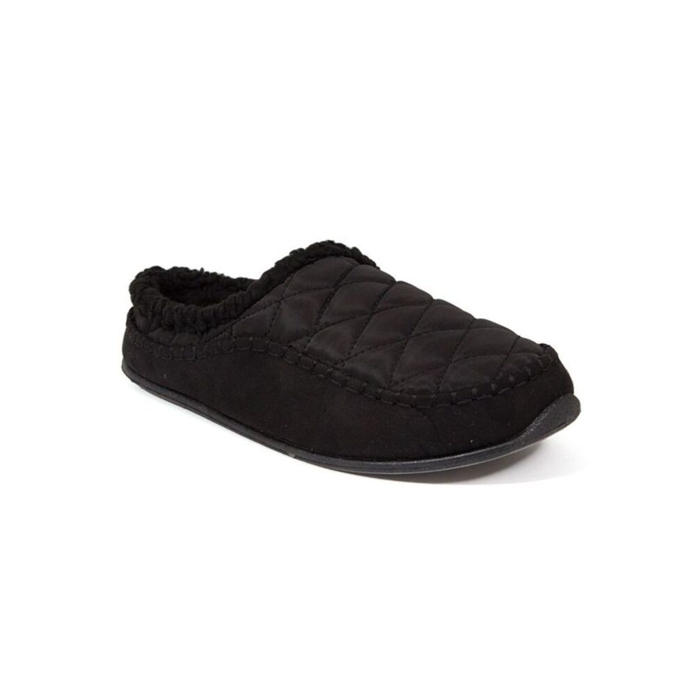 DEER STAGS Mens Black Quilted Comfort Alma Round Toe Slip On Slippers Shoes 12 M